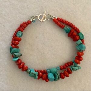Southwestern Bracelet~Handcrafted  Beaded Double Stranded